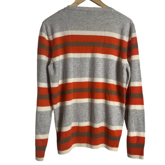 Eleventy Gray Red Striped 100% Cashmere Crewneck Pullover Sweater Size Large - Picture 9 of 12